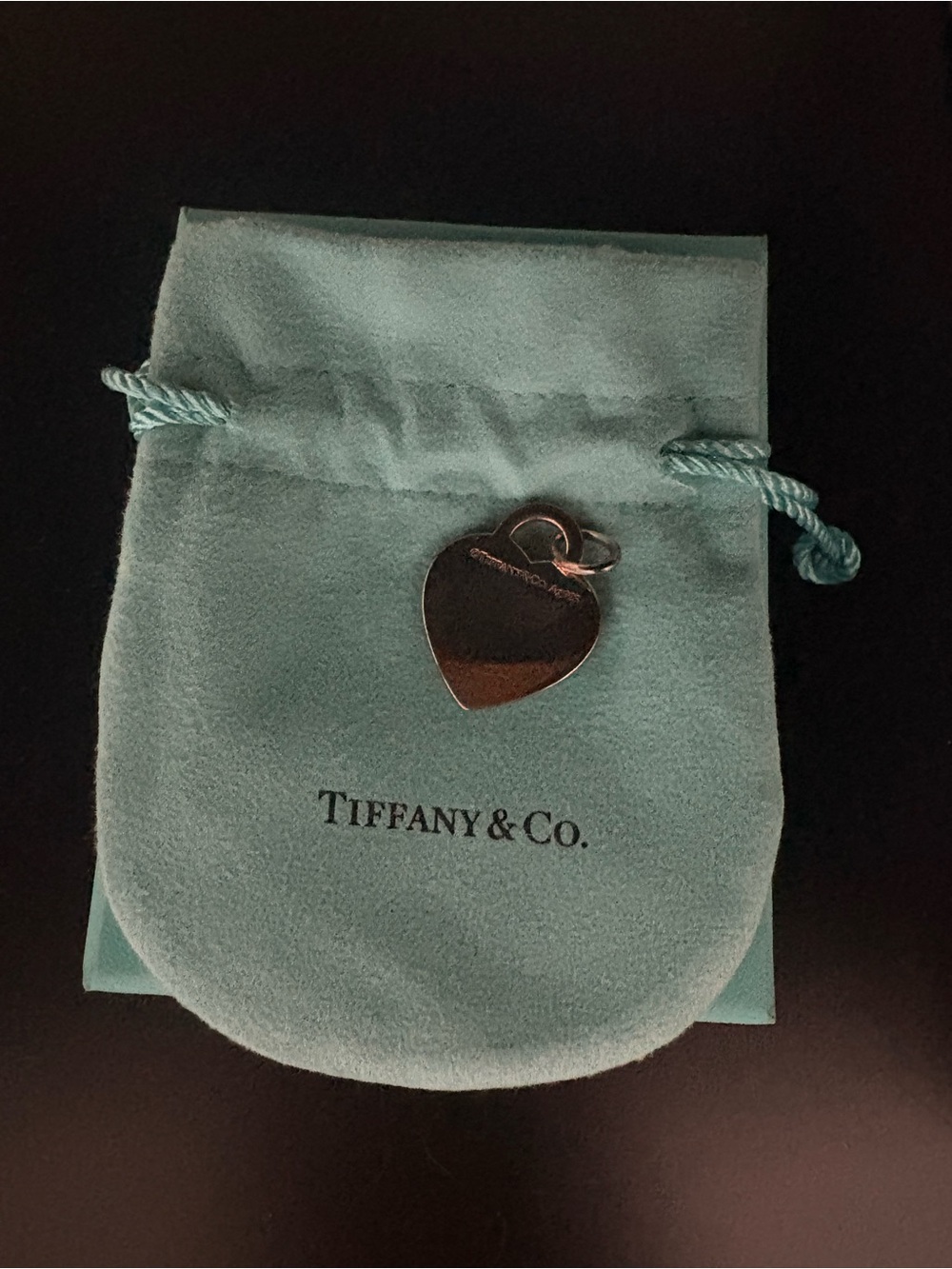 Tiffany & Co. Robin's-Egg Blue Box, Pouch & Heart Charm - Picture 3 of 3